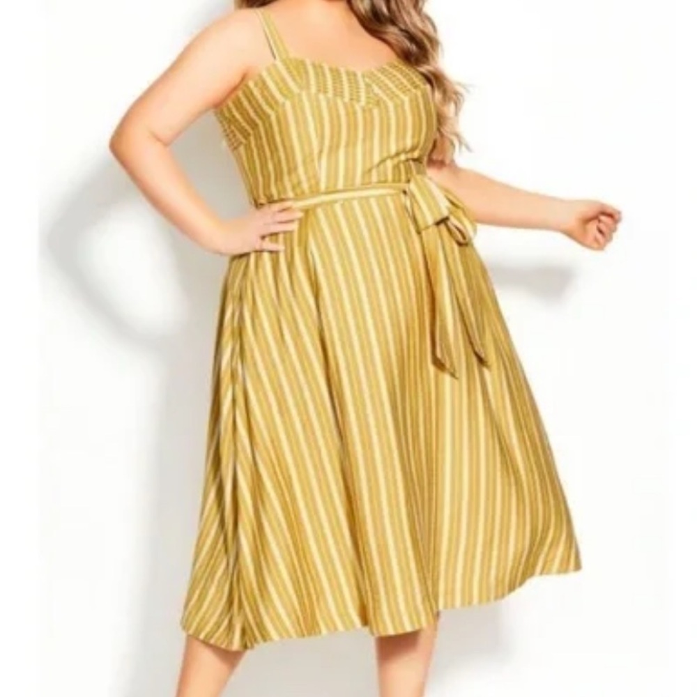 City Chic - Gold Sun Striped Yellow Dress